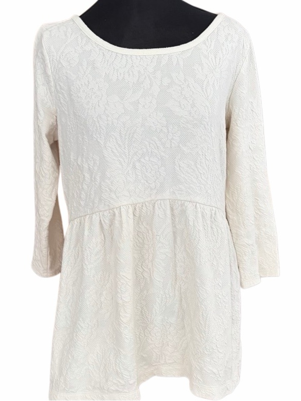 A Pea In The Pod ivory jacquard Empire-waist peplum top size Small. - Picture 3 of 8